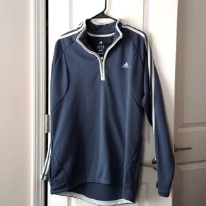 Adidas long sleeve zip-up pull over large grey white